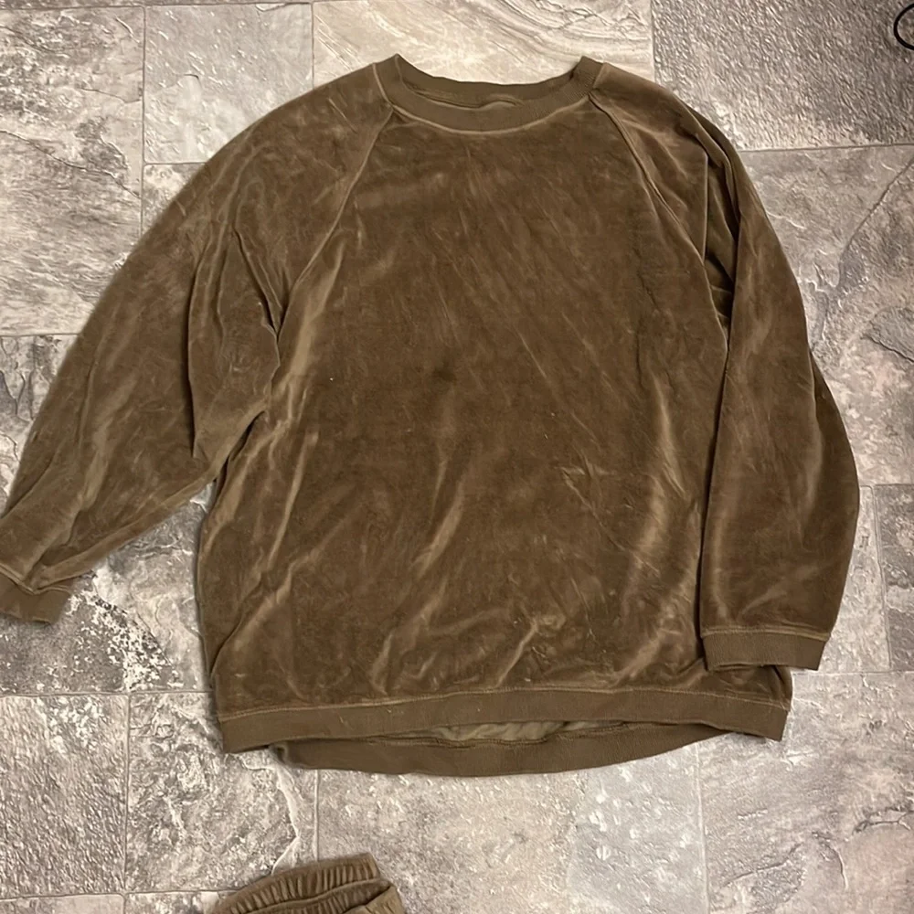 Aerie Brown Velour Track Pants & Joggers Set - Picture 3 of 3